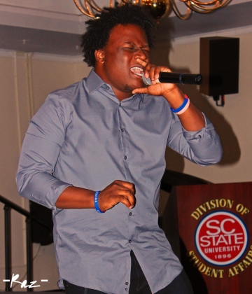 Rafiel performing at the Delta Sigma Theta Open Mic